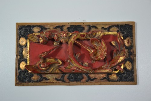 Holzrelief störche asien - holzrelief,, störche,