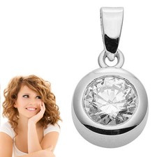 Frauen Solitär Anhänger mit weißem Zirkonia aus Echt Gold 585 (14 KT) Weißgold
