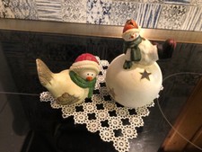 Weihnachtsdeko , Nikolaus als Taube, Nikolaus auf Kugel - Windlicht