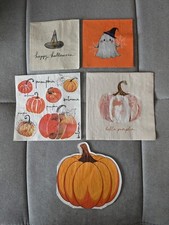 Halloween Herbst Servietten Basteln Serviettentechnik Geist Hexenhut Kürbis 