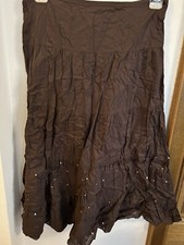 Blind Date Damen Rock Lang Braun Zigeuner Rock 100 % Baumwolle Größe M