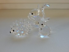 Swarovski 3 Figuren Igel, Hase (Kaninchen) , Eichhörnchen