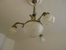 Berliner Art Deco Metalldeckenlampe mit 3 Glocken