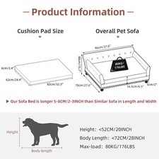 Haustiersofa Hundematte Hundecouch Hundebett Leder Hundesofa Grau L/XL Kratzfest