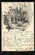 Künstler-AK Heidelberg, Ortspartie, Zwergengestalten, Federvieh 1906 