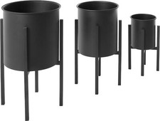 andas Deko Blumen Ständer PAJALA 3er Set Pflanzen Übertopf Metall Schwarz 