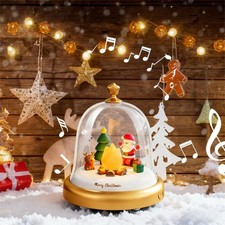 LED Spieluhr Schneekugel  Weihnachtsmusik Weihnachtsmann Spieldose Weihnachten