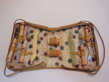 Picknick Set Vintage Solingen Pfeilring Zwilling Ostmann Bambus 1960er Jahre rar