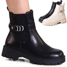 Damenschuhe Plateau Stiefeletten Chelsea Boots Glitzer Booties Ankle Boots 