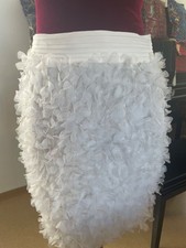 ELFENHAUT chicer Seiden Rock weiss Applikation Blütenblätter Gr 36 38 NEU