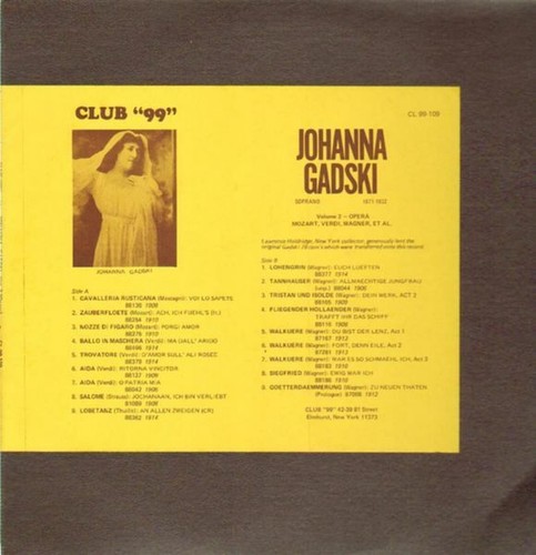 Johanna gadski volume - lp,