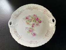 Alter Wand Teller – Unser täglich Brot gib uns heute - Rosenmuster - Top Zustand