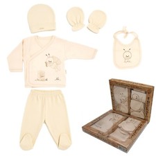 Neugeborenen Baby Erstausstattung Geschenk Set Geschenkset 100% natürlich 5Teile