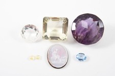 Q44A11- Halbedelsteine Citrin Amethyst Quarz Topas Kamee 