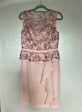 Damenkleid Abendkleid Verlobungskleid Spitze Transparent Rosa Geblümt Gr.36 NEU