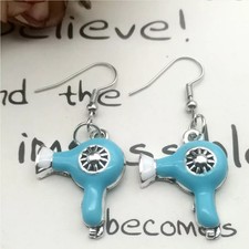 Friseur Föhn Trockner Ohrringe Farbe Silber/Blau