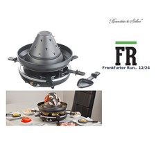 Elektrischer 3in1-Tatarenhut- & Raclette-Grill mit Fondue-Rinne, für 6
