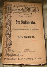 Ferd. Raimund: Der Verschwender (Original-Zaubermärchen in 3 Aufzügen Textbuch)