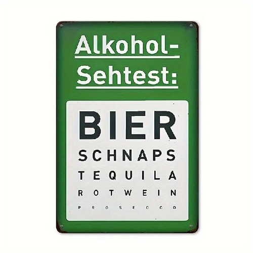 Blechschild alkoholsehtest - blechschild,