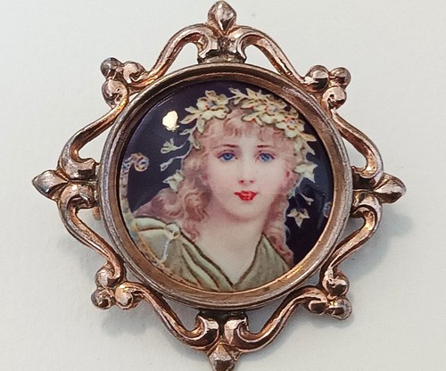 Brosche jugendstil vergoldet - brosche,
