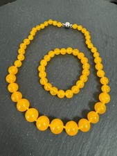 Jade Verlaufs Kette Collier 8-14mm+ Armband 10mm  49cm&Strech17-20 cm Honig