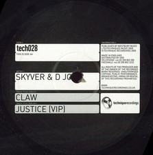 Skyver & D Jon - Claw / Justice (VIP) (12") (Very Good (VG)) Technique Recording