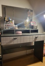 Schminktisch mit Spiegel, grau& weiß