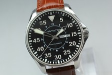[Fast neuwertig] Hamilton Khaki Aviation H647150 schwarzes Zifferblatt Tag/Da...