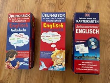 3 tlg. Englisch Paket leichter Lernen Übungsbox Vokabeln Grammatik Karteikarten
