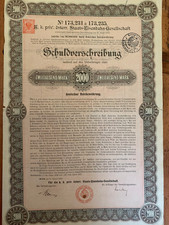 Schuldverschreibung der K.k priv. österr. Staats-Eisenbahn Gesellsch. Wien 1883