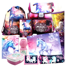 Einhorn Unicorn PFERD 10 Teile Set SCHULRANZEN RANZEN Schultüte TORNISTER Pony b