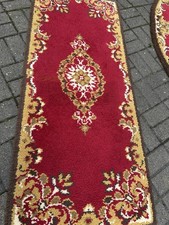 Teppich Retro Vintage Rot Flohr Alt 1970 Junghans Wolle AACHEN 165x70cm