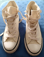 Damen Mädchen Segeltuch Sneaker hohe Freizeit Knöchel Schuhe Vty Gr. 39 beige