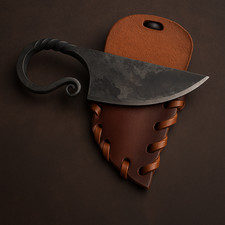 Wikinger Messer Mittelalter Halsmesser Handgeschmiedet Camping & Outdoor Leder