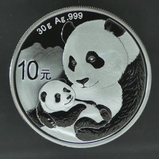 10 Yuan 2019 China - Panda - 999 Feinsilber PP - 30 g