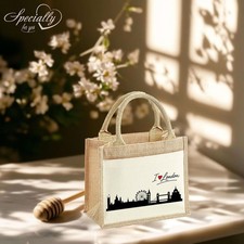 ❦ Bedruckte Tasche DAILY Jute Baumwolle Aufdruck Skyline I ❤️ internat. Städte ❦