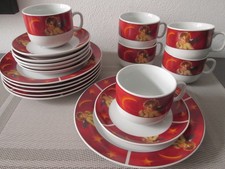Weihnachts Service 18tlg Kaffeeservice 6 Pers. Porzellan weiß rot Engel  wieNEU