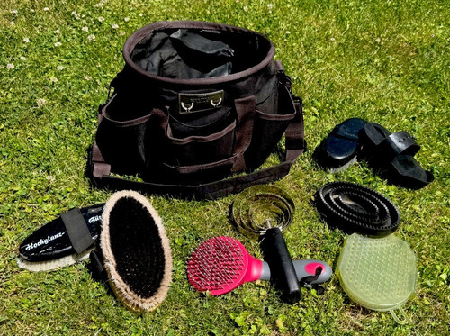 Pferde putztasche schwarz - schwarz, mit