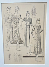 Lithografie aus einem Modemagazin / Musterbuch der 30er Jahre
