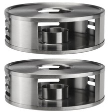 2x Edelstahl Stövchen mit Teelichthalter Teewärmer Speisenwärmer Warmhalteplatte