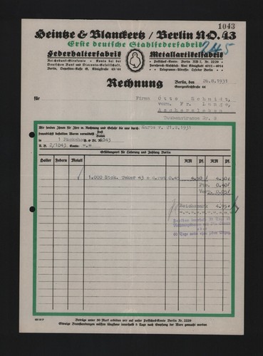 Berlin rechnung 1931 heintze - rechnung,