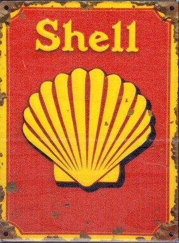 Holzschild shell retro - holzschild, "shell"
