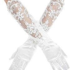 Damen Satin Spitze Handschuhe