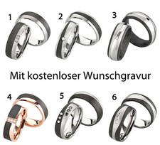 Paar Eheringe Titan Carbon Diamant Verlobung Hochzeit Partnerschaft + Gravur