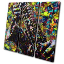 Saxophone Colourful Pop Paint Musical TREBLE Leinwand Wand Kunst Bild drucken