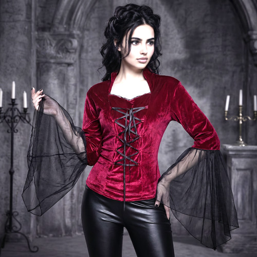 Velvet blouse gothic larp dark - gothic,