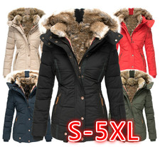 Damen Navahoo warm Winter Jacke Langer Teddyfell jacke Parka Mantel Coat Anbau