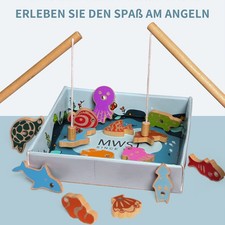 Holz Fische Angeln Spiel Holzspielzeug Motorik Spielzeug für Kinder ab 2 3 Jahre