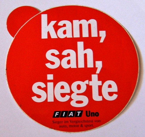 Werbe aufkleber fiat uno - uno, kam