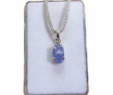 Kleiner Tansanit Rohstein Anhänger 925 Silber 10,8x6,3 mm AD3202